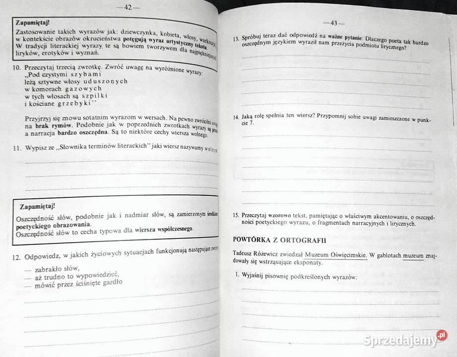 Język polski Zeszyt ćwiczeń kl 8 Elżbieta Rok wydania 1992 Chełm