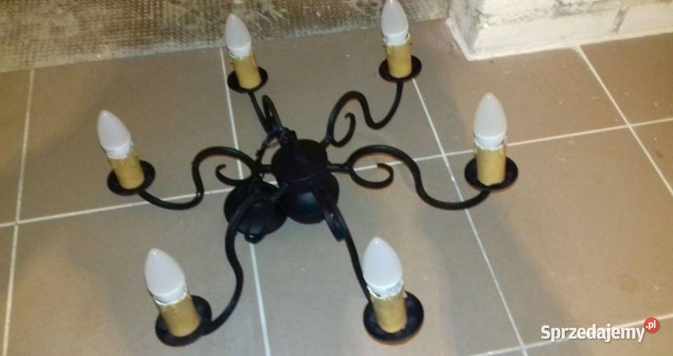 Żyrandol czarny 6 ramienny klasyczny sprawny czarny Kołobrzeg