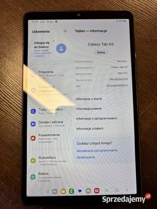 Tablet Samsung Galaxy Tab A9 LTE X115 87 4 GB 64 Elbląg sprzedam