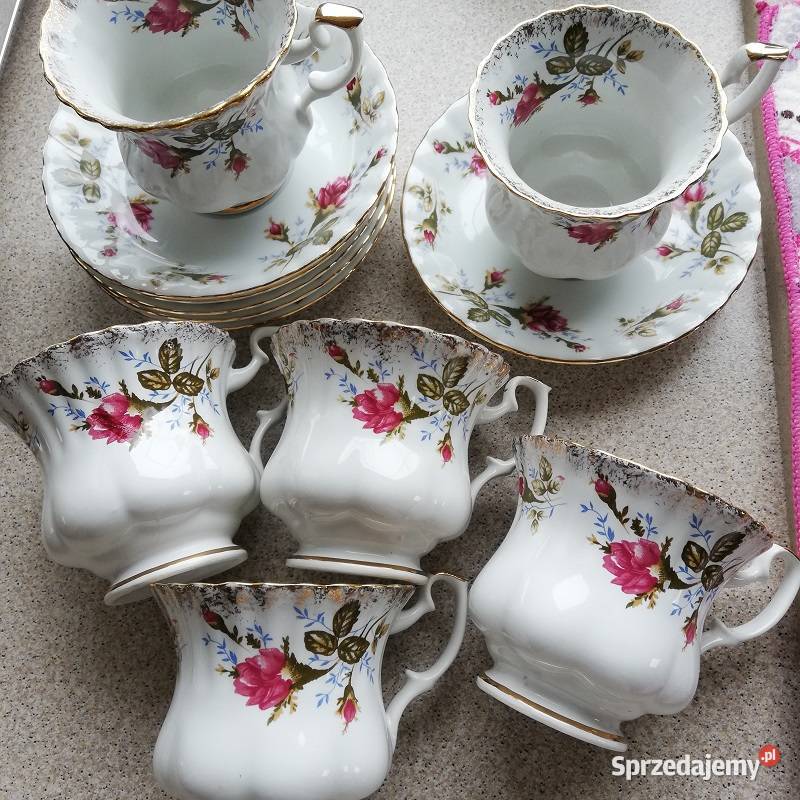 Filiżanki do kawy CHODZIEŻ IWONA z różą na 6 Sieradz sprzedam