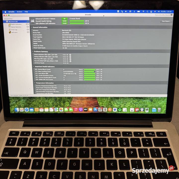 Dysk SSD Apple 512GB Samsung 100 Kondycji A1465 Warszawa