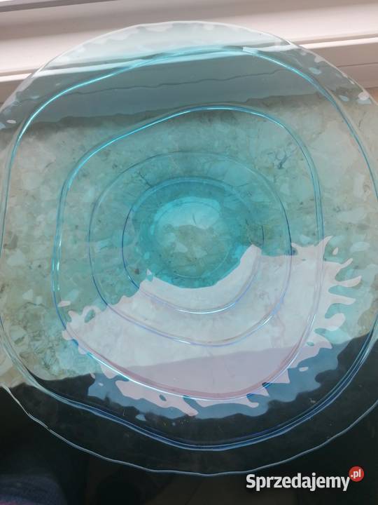 Misa patera z lazurowego szkła Mielec