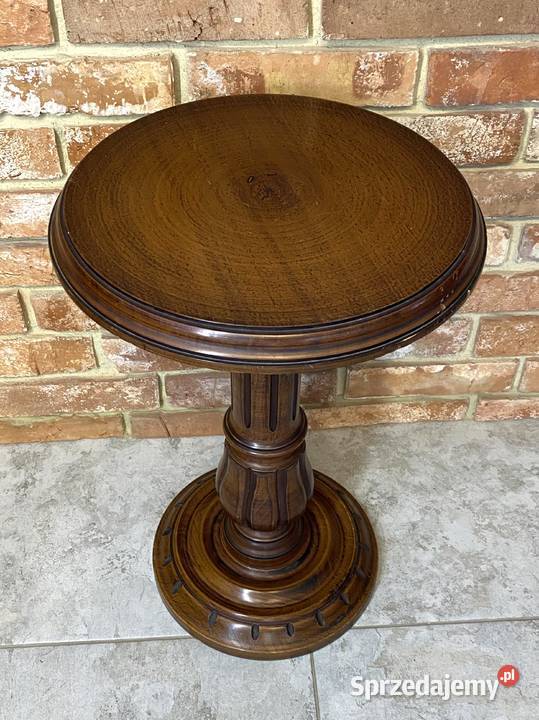 Stolik orzechowy kwietnik podstawa lite drewno Gniezno sprzedam