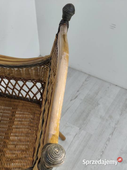 Unikalny Fotel Wiklinowy Rattanowy Styl Vintage Dom i Ogród Poddębice