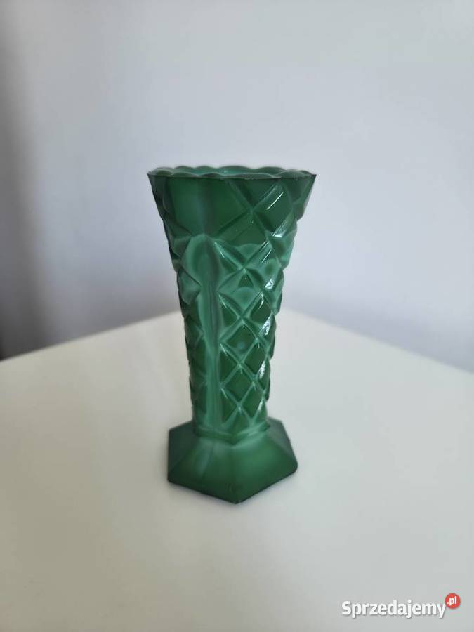 Wazonik szkło malachitowe vintage