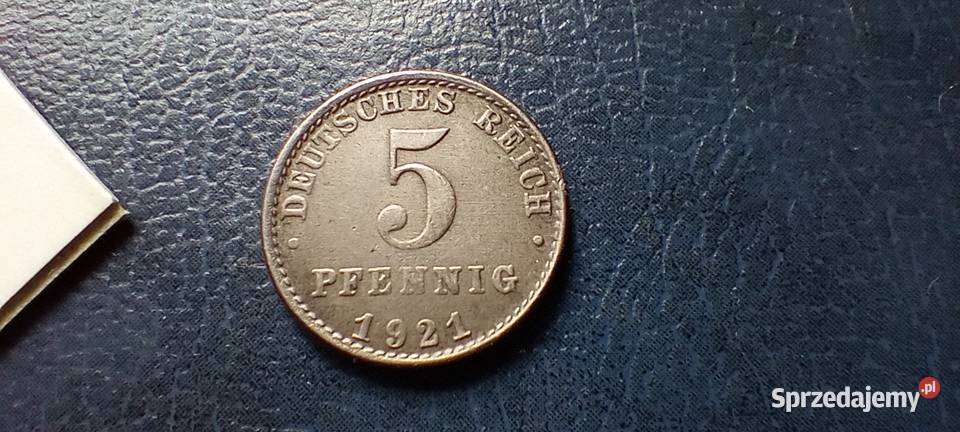 Stare monety 5 fenig 1921 Niemcy destrukt podkarpackie