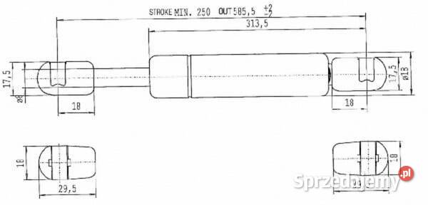Sprężyna gazowa L5855 mm 200N Stabilus CA684899 Rolnictwo Kamionna