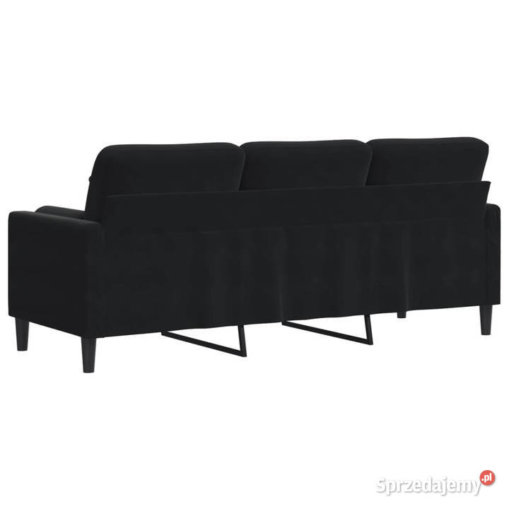 3osobowa sofa z poduszkami czarna 180 aksamit Warszawa