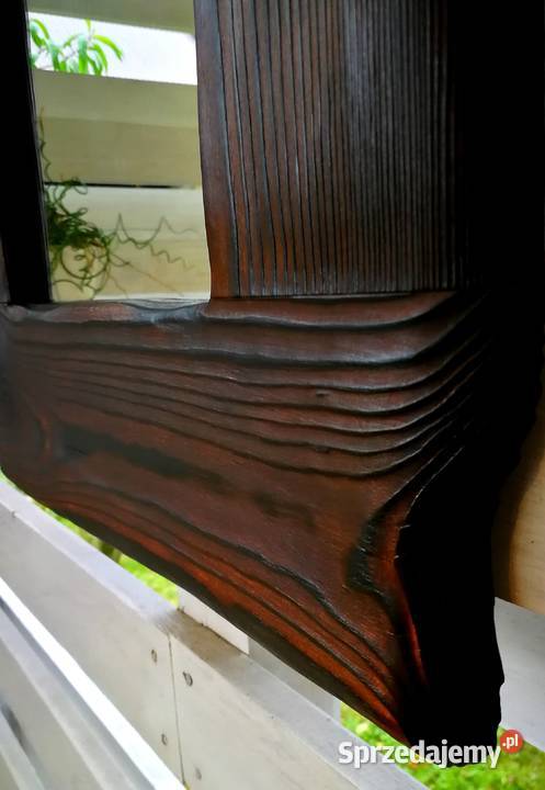 Lustro drewniane vintage opalone postarzone