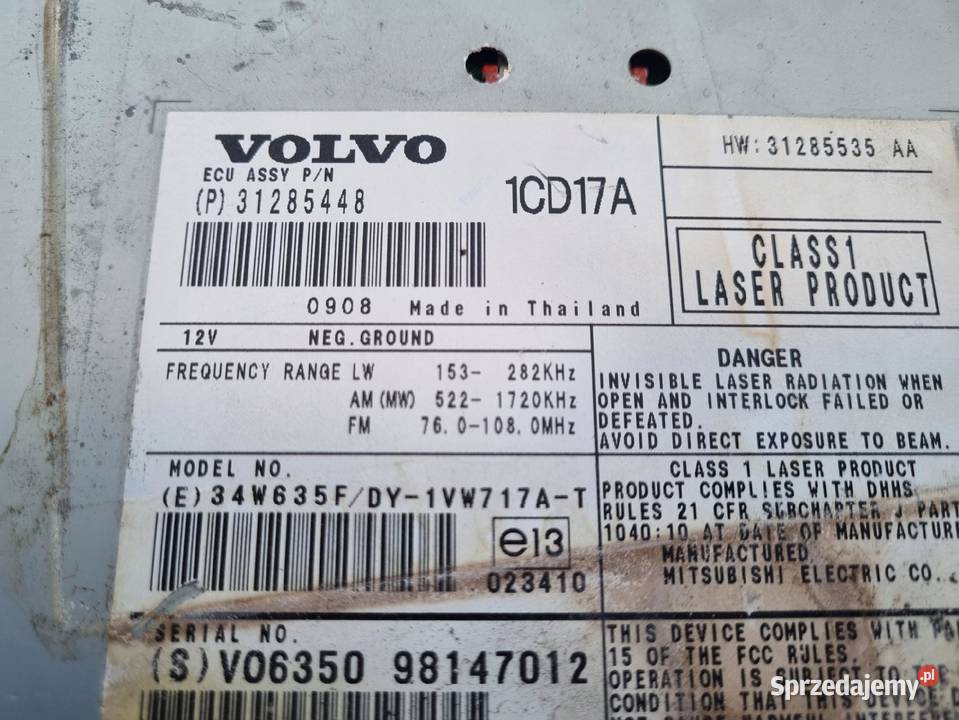 Volvo S40 II V50 RADIO CD radioodtwarzacz Sprzęt audio fabryczny Rudka
