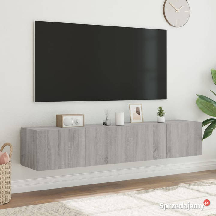 Ścienne szafki TV z LED 2 szary dąb sonoma Warszawa sprzedam