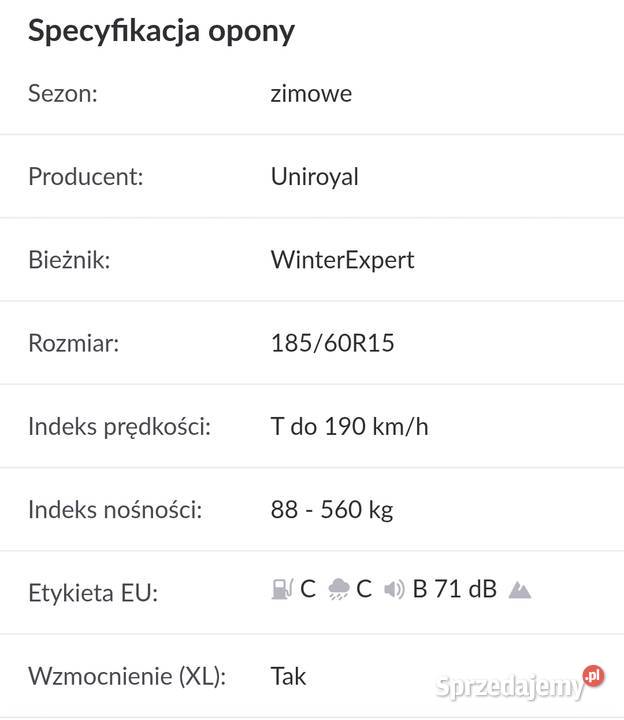 Opony Uniroyal 16565r15 88T 185 Bolesławiec