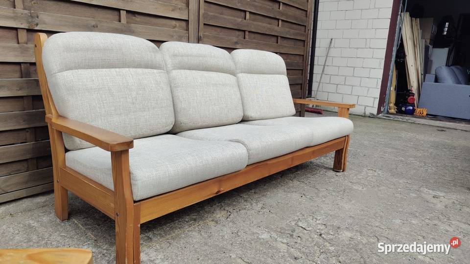 Komplet kanapa fotel drewno sosnowe lata 80