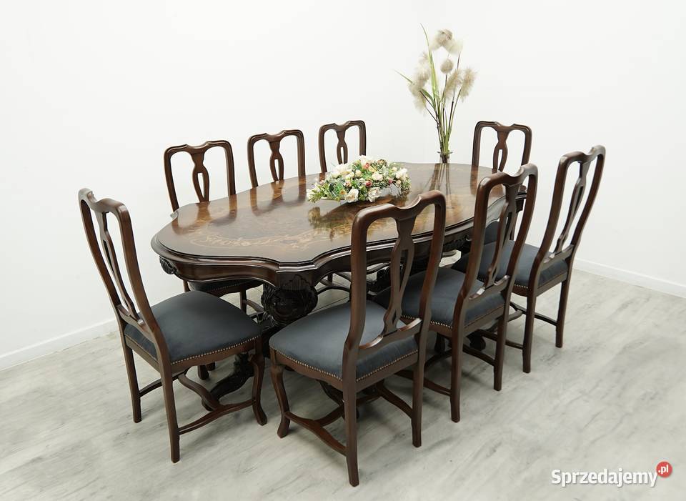 Intarsjowany stół i 8 krzesła Francja lata Jerka sprzedam