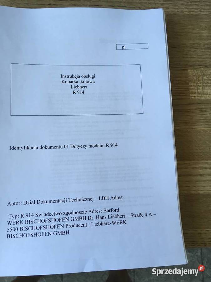 dtr instrukcja obsługi koparka liebherr r914c i sprzedam