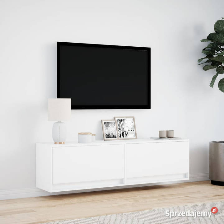 Ścienna szafka TV z LED biała 140x31x38 WM852369 Warszawa