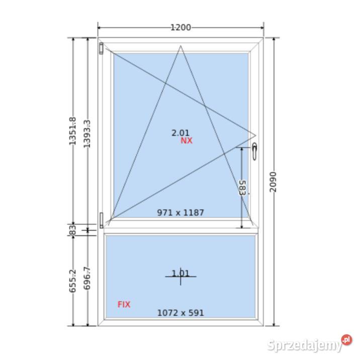 Okno PCV 120x209 wyprzedaż ręki wysyłka cała