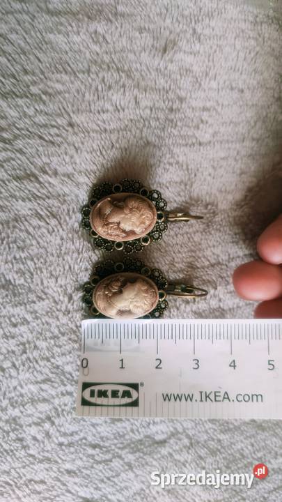 Kolczyki kamea kamee vintage retro brąz z śląskie
