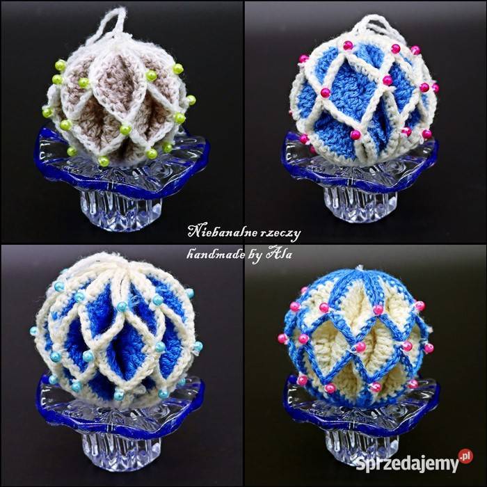 Bombki z włóczki na szydełku bombka Boże Kutno