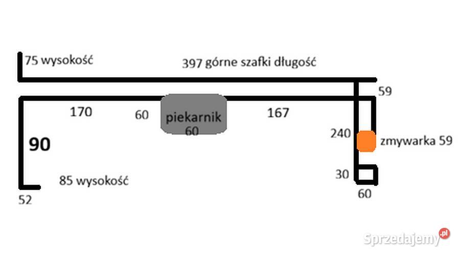 Białe drewniane meble kuchenne z blatem zabudowa