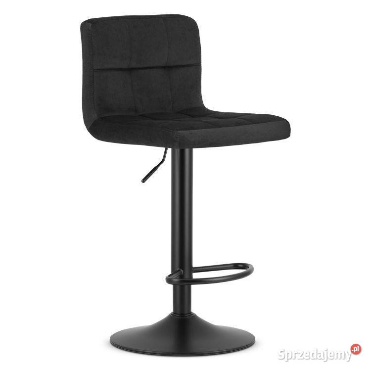 Hoker krzesło barowe obrotowe stołek - aksamit czarny