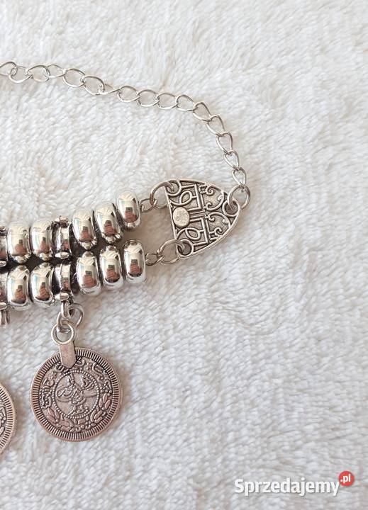 Duża bransoletka boho kolor srebrny monetki Szczecin sprzedam
