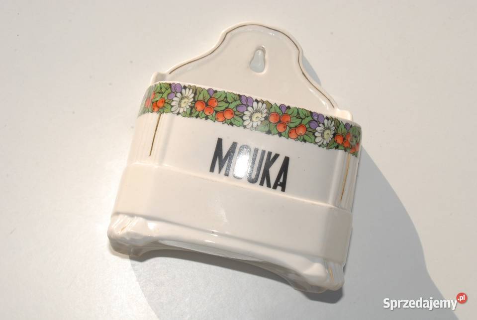 Stary porcelanowy pojemnik na mąkę antyk unikat Cieszyn