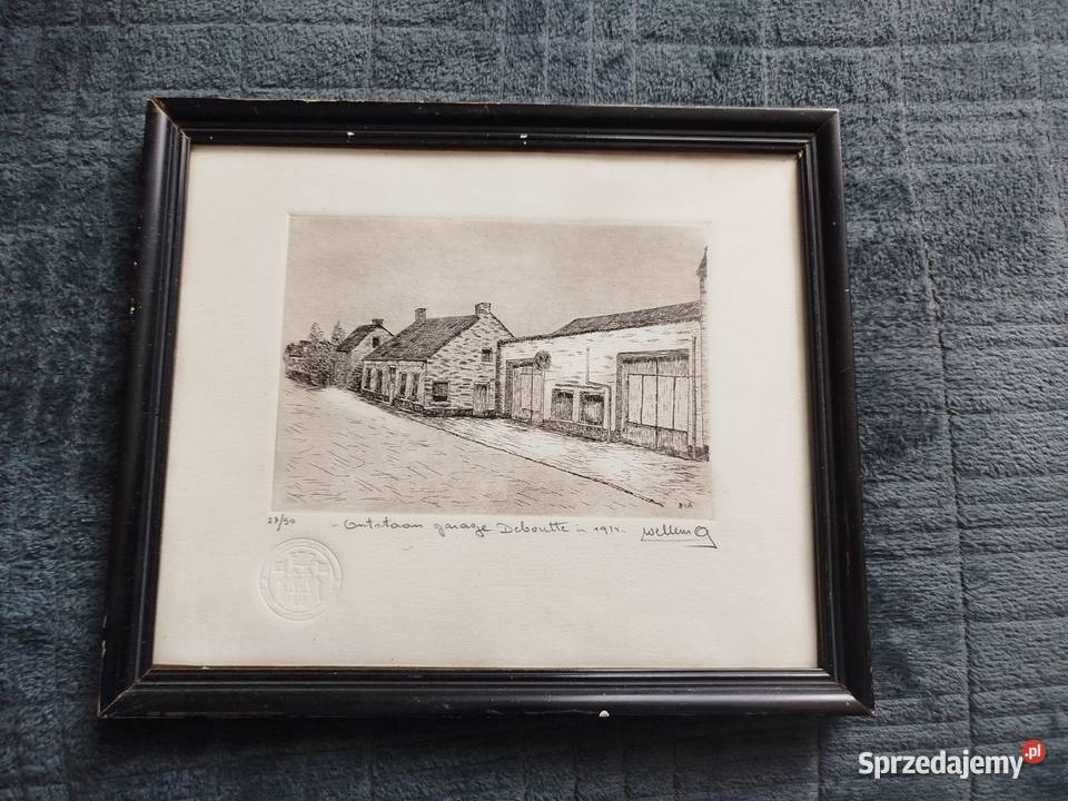 Obraz grafika podpisany z 1934 roku Antwerpia Opole sprzedam