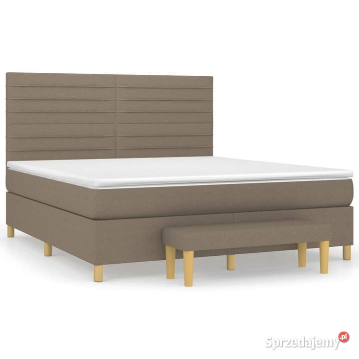 Łóżko kontynentalne z materacem taupe tkanina 203cm Warszawa