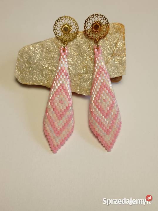 KOLCZYKI ROŻKI BIAŁORÓŻOWE