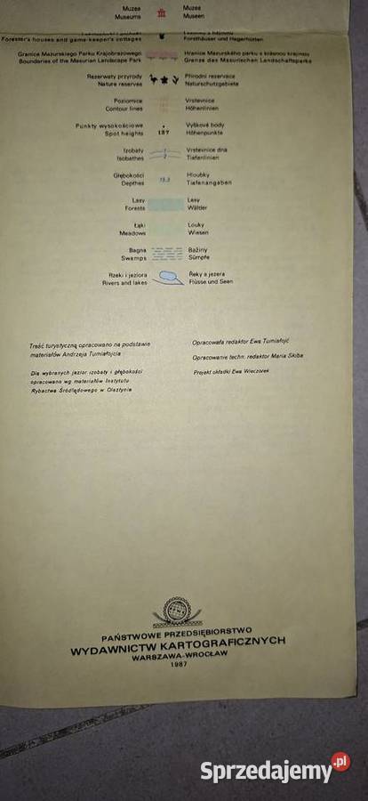 Jezioro Śniardwy unikatowa mapa turystyczna 1987 Antykwariat Łęczyca
