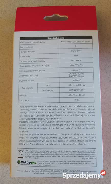 Czujnik czadu i gazu Pozostałe sprzedam