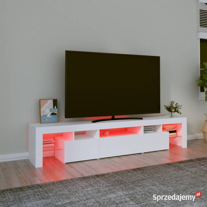 Szafka pod TV z oświetleniem LED biała Warszawa
