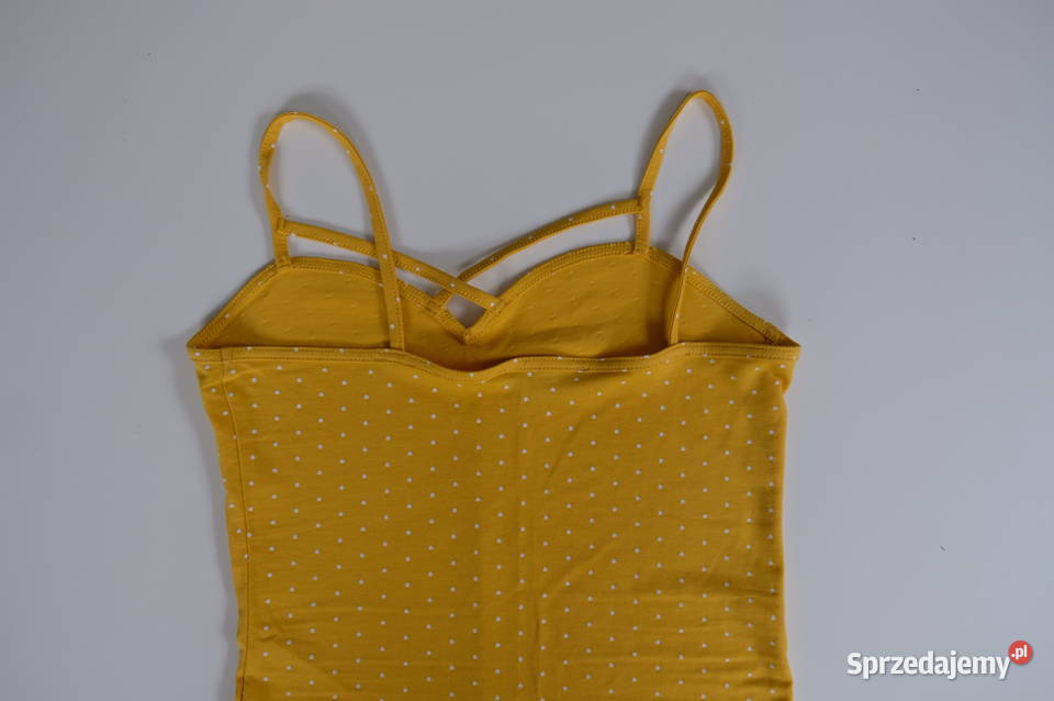 żółty top Tally Weijl xxs 32 kropki dekolt żółty/złoty