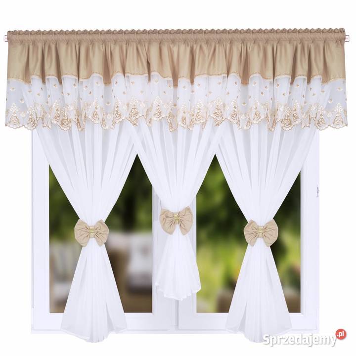 Firana 400x150 markizeta haft Firany beżowe Świdnica