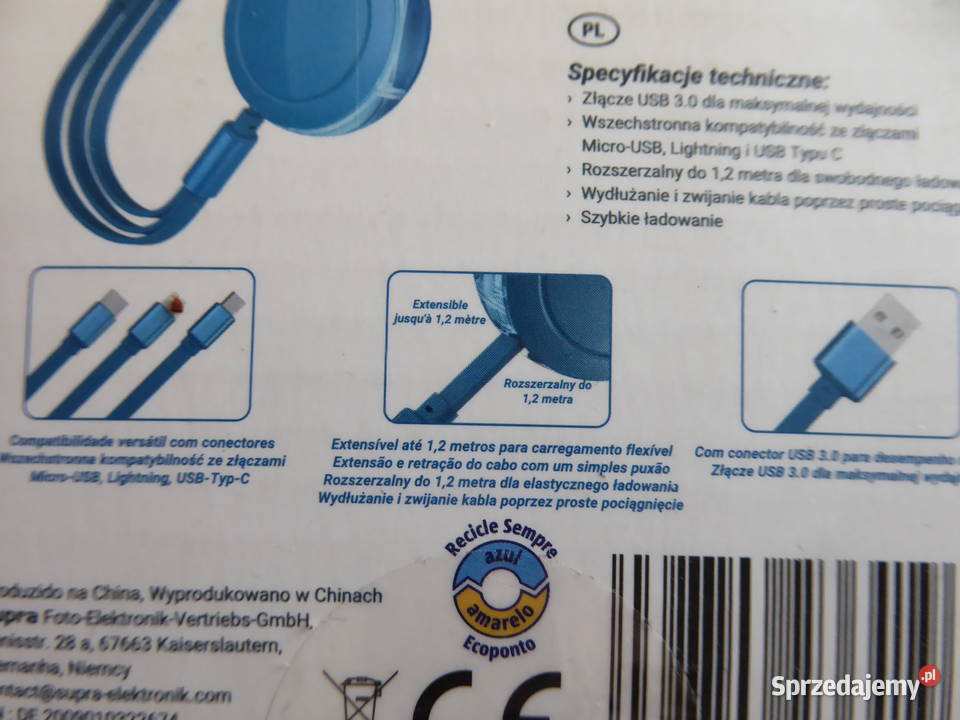 Nieużywany zwijany kabel ładujący 3w1 MAGINON