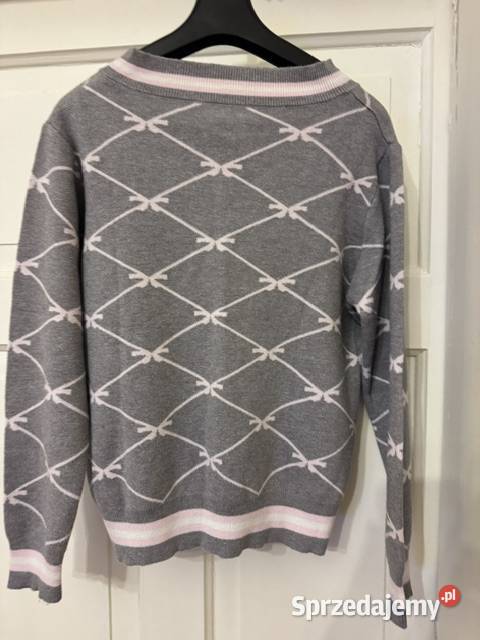 Sweter damski ML szary z różem w kokardki w Częstochowa sprzedam