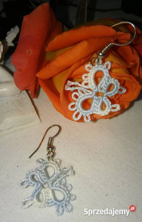 Kolczyki frywolitkowe małopolskie Wiśniowa sprzedam