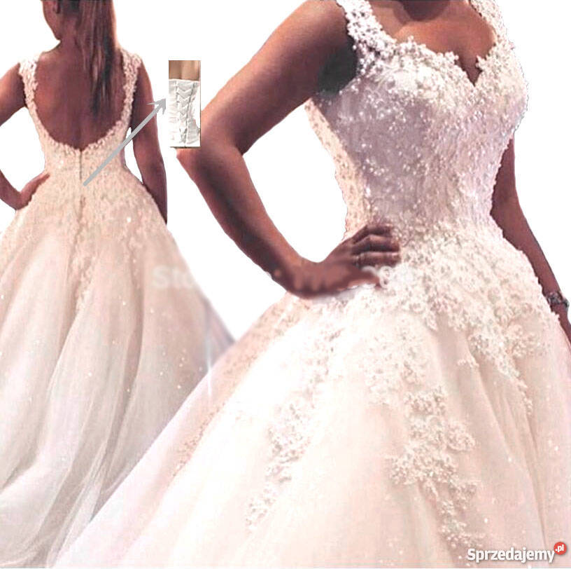 Suknia ślubna hafty koronka perły 34 36 38 40 42 Jelenia Góra