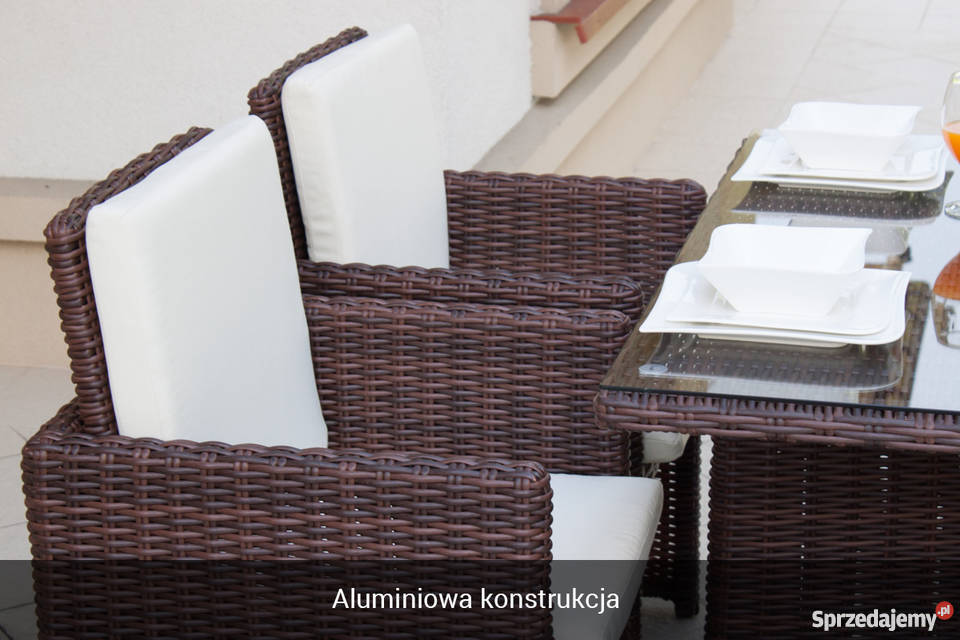 Zestaw obiadowy ogrodowy technorattan FESTA brąz Łaskarzew
