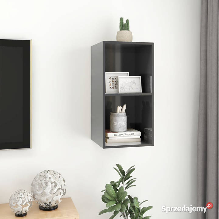 Wisząca szafka pod TV wysoki połysk szara Warszawa