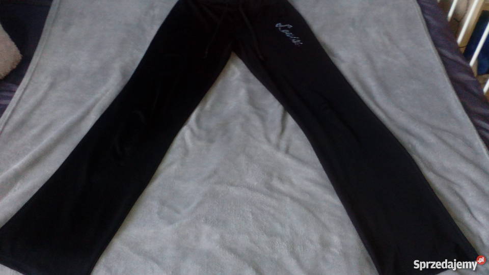 Gładkie czarne wiązane spodnie sportowe 38 m Żmudź
