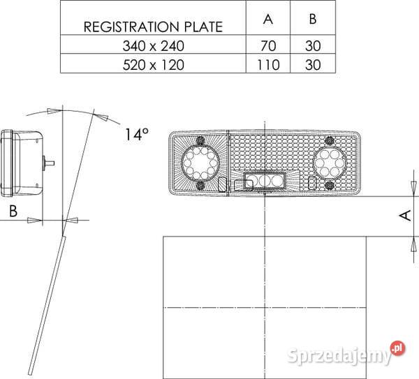 Lampa tylna zespolona LED lewa prostokątna 1224V małopolskie Kamionna