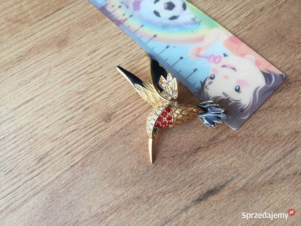 Broszka vintage 80 ptak koliberek Choszczno