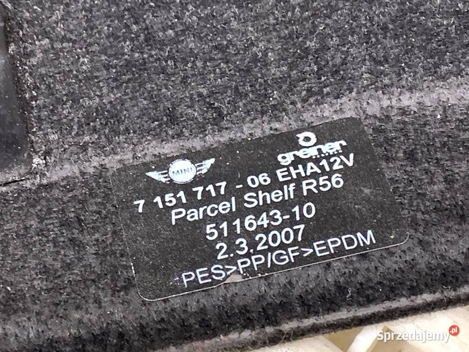 PÓŁKA TYŁ MINI R56 7151717 Hatchback 0514 OSŁONA