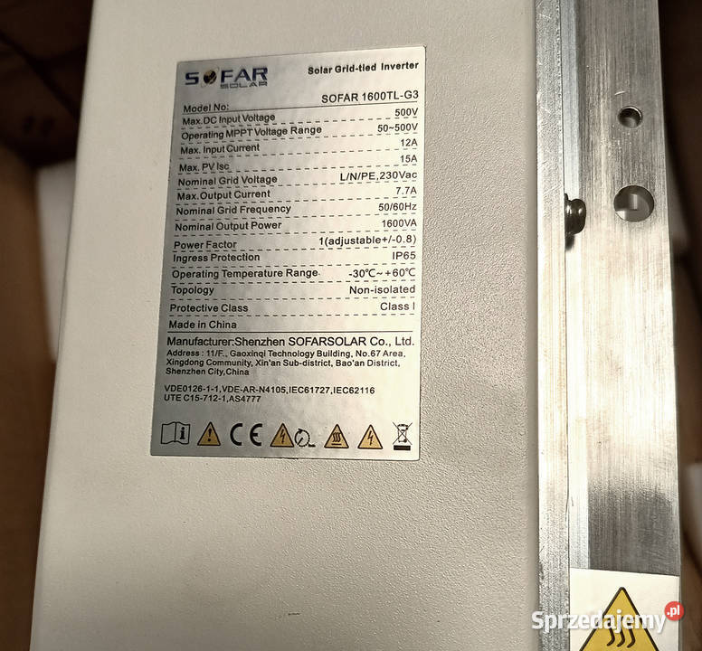 Falownik inwenter fotowoltaiczny SOFAR 1600TLG3 Falowniki Legnica