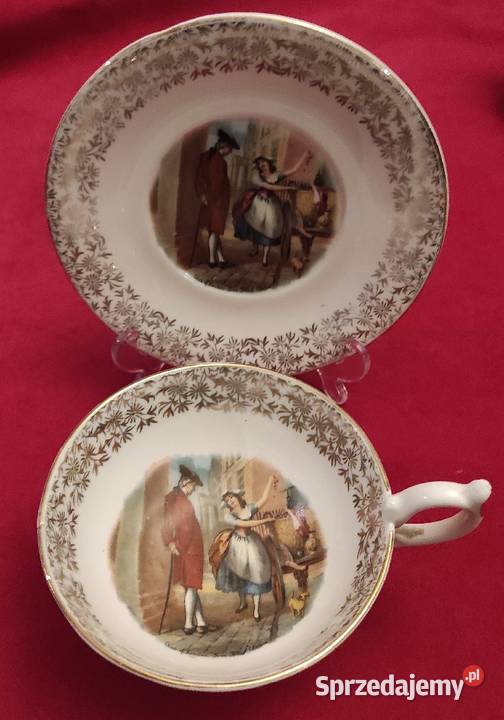 Zabytkowy zestaw Duo z porcelany kostnej Vintage Pabianice