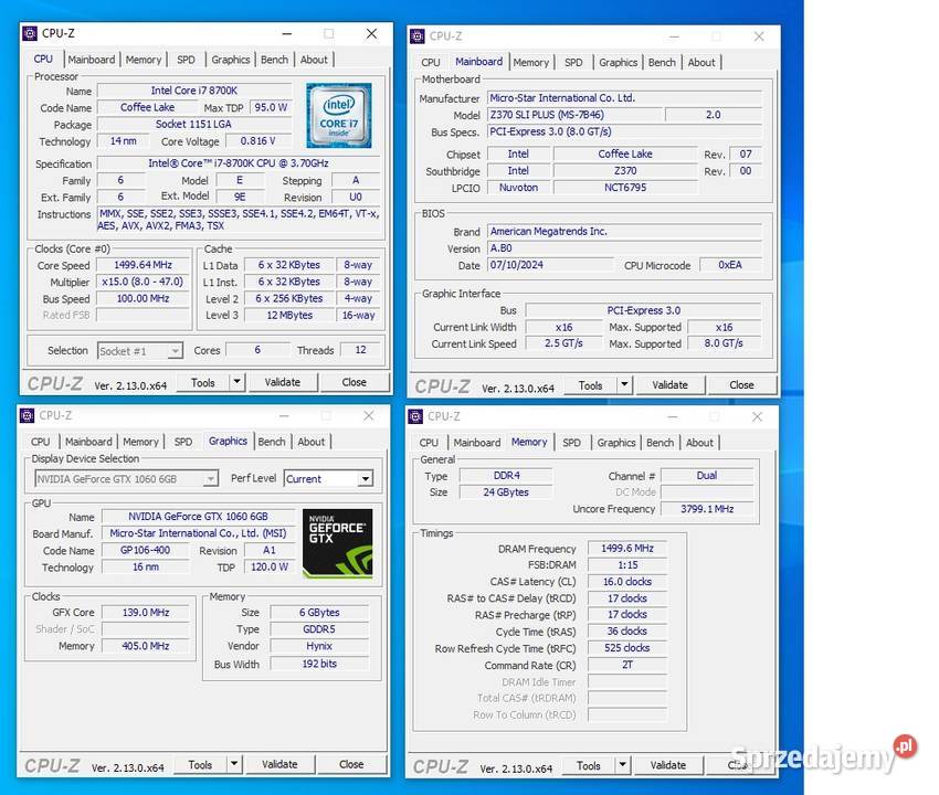 Komputer Gamingowy RGB i5 7400 gtx 1060 6GB 16gb Liczba rdzeni procesora 6 Kraków