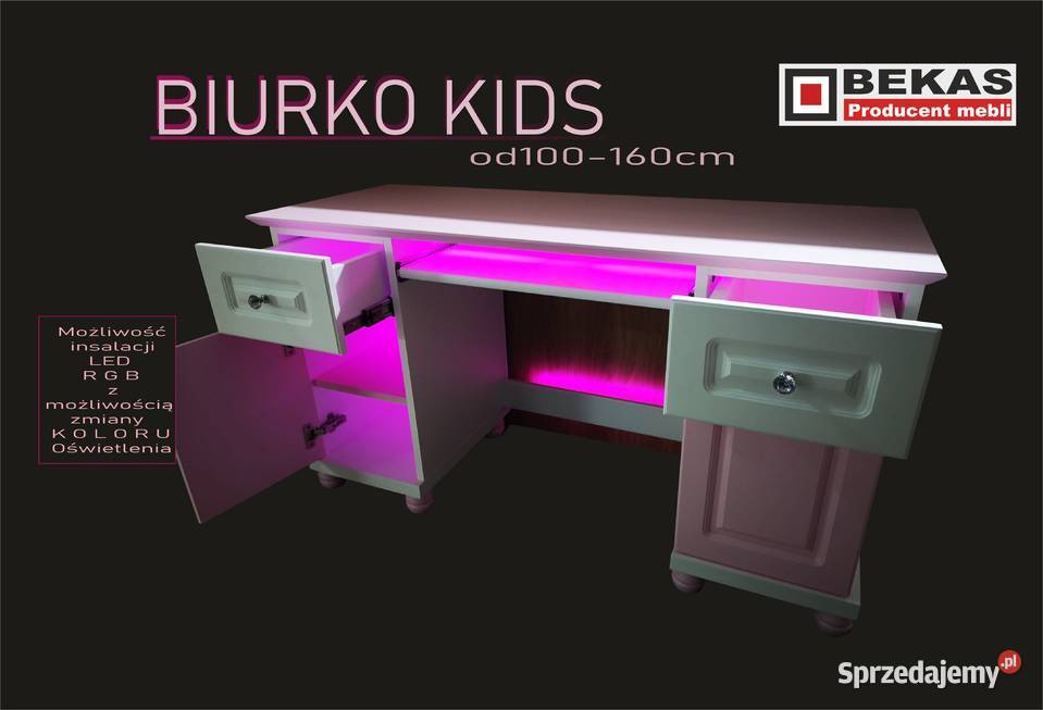 Wytworne Biurko KIDS Dziewczynki Białe Różowe śląskie Katowice