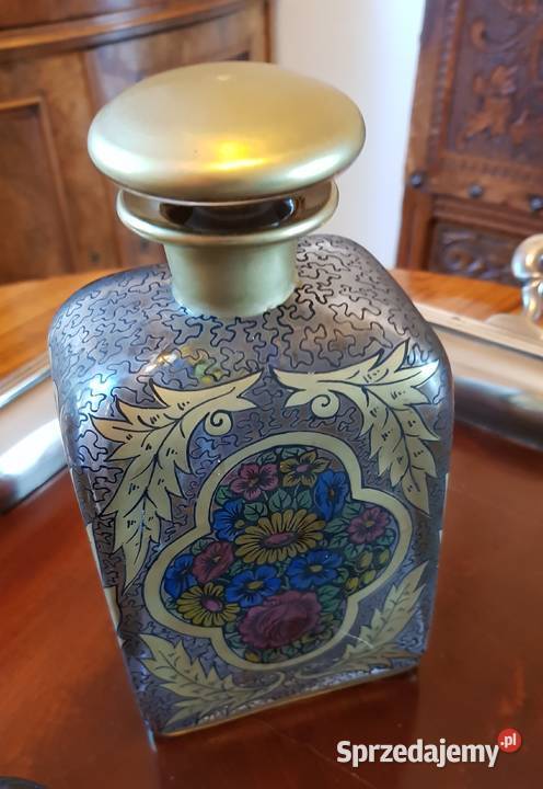 Karafka kieliszki kulawka emalia Hermann Pautsch Orneta